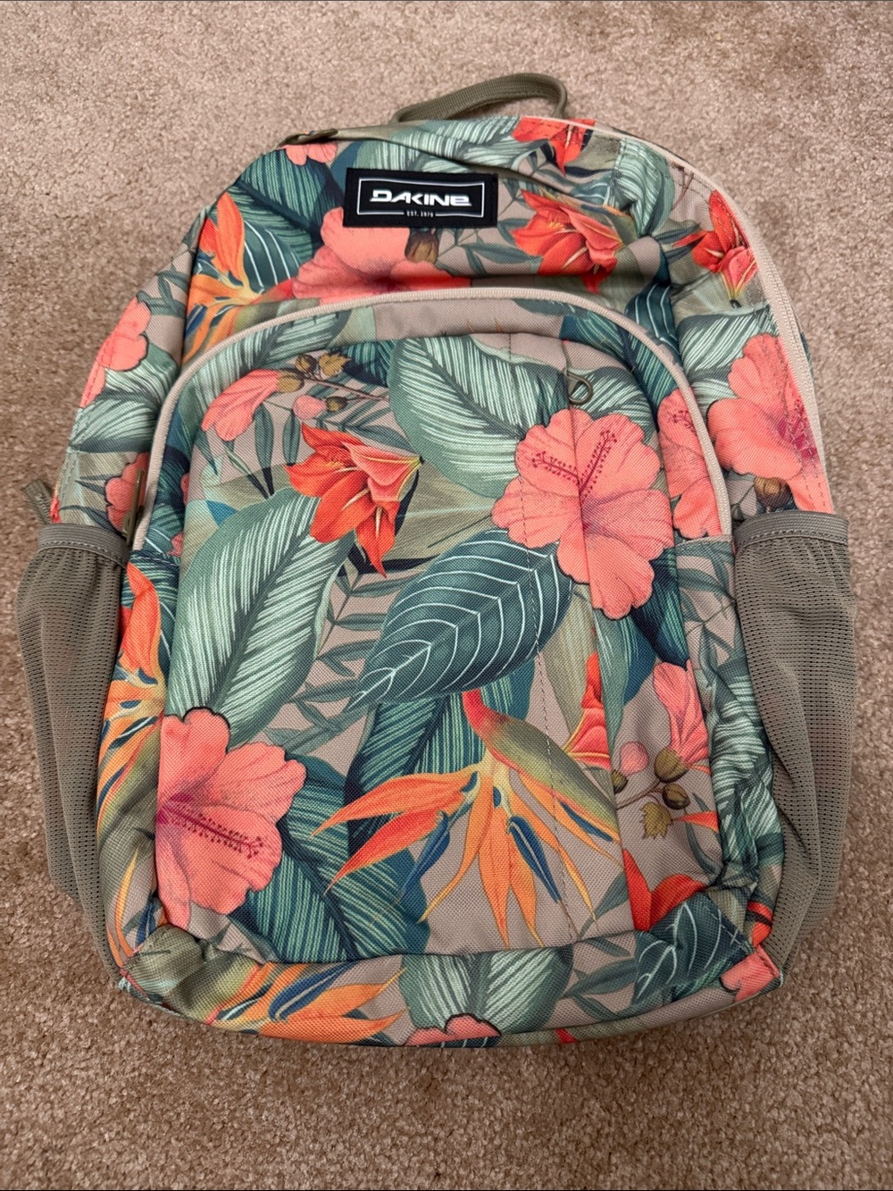 Dakine Campus Tropical Floral Backpack — Coral & Green Small 18L